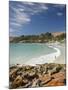 Boat Harbour Beach and Orange Lichen on Rocks, North Western Tasmania, Australia-David Wall-Mounted Photographic Print