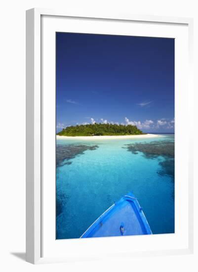 Boat Heading for Desert Island, Maldives, Indian Ocean, Asia-Sakis Papadopoulos-Framed Photographic Print