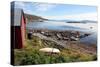 Boat House and Slip. Helgoy, Kvalsund, North Norway, Norway, Scandinavia, Europe-David Lomax-Stretched Canvas