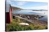 Boat House and Slip. Helgoy, Kvalsund, North Norway, Norway, Scandinavia, Europe-David Lomax-Stretched Canvas