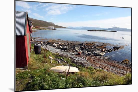 Boat House and Slip. Helgoy, Kvalsund, North Norway, Norway, Scandinavia, Europe-David Lomax-Mounted Photographic Print