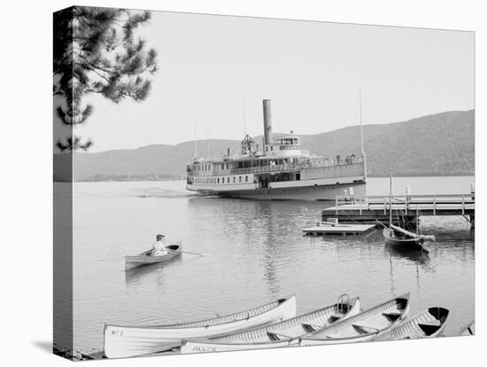 Boat House at Rogers Slide, Lake George, N.Y.-null-Stretched Canvas