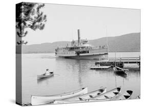 Boat House at Rogers Slide, Lake George, N.Y.-null-Stretched Canvas