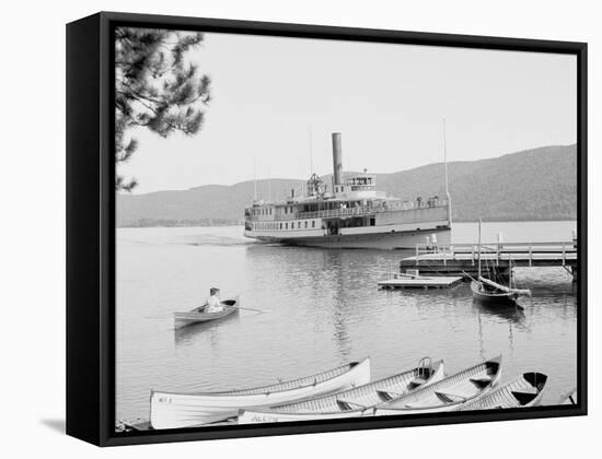 Boat House at Rogers Slide, Lake George, N.Y.-null-Framed Stretched Canvas