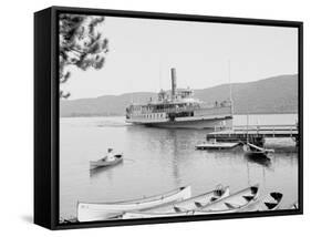 Boat House at Rogers Slide, Lake George, N.Y.-null-Framed Stretched Canvas