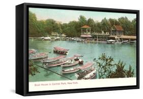 Boat House, Central Park, New York City-null-Framed Stretched Canvas