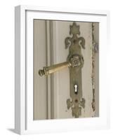 Boat House Door Lock at Norheimsund, Hardanger Fjord, Norway-Russell Young-Framed Photographic Print