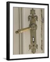 Boat House Door Lock at Norheimsund, Hardanger Fjord, Norway-Russell Young-Framed Photographic Print