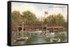 Boat House in Central Park, New York City-null-Framed Stretched Canvas