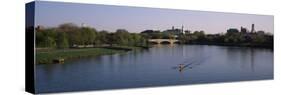 Boat in a River, Charles River, Boston and Cambridge, Massachusetts, USA-null-Stretched Canvas