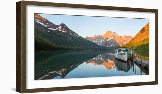 Boat in Josephine Lake, Many Glacier, Glacier National Park, Montana, USA-null-Framed Photographic Print