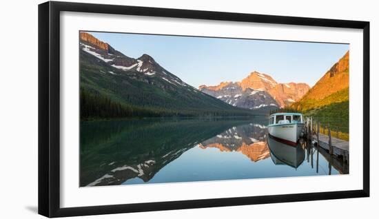 Boat in Josephine Lake, Many Glacier, Glacier National Park, Montana, USA-null-Framed Photographic Print