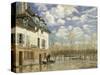 Boat In The Flood-Alfred Sisley-Stretched Canvas