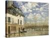 Boat In The Flood-Alfred Sisley-Stretched Canvas