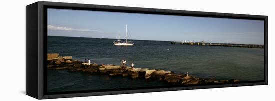 Boat in the Sea, Martha's Vineyard, Dukes County, Massachusetts, USA-null-Framed Stretched Canvas
