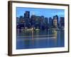 Boat Leaves Light Trail on Boston Harbor at Sunset, Boston, Massachusetts, USA-Nancy & Steve Ross-Framed Photographic Print