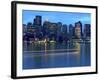 Boat Leaves Light Trail on Boston Harbor at Sunset, Boston, Massachusetts, USA-Nancy & Steve Ross-Framed Photographic Print