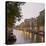 Boat Lined Canal at Dusk, Amsterdam, Netherlands-Marilyn Parver-Stretched Canvas