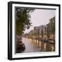 Boat Lined Canal at Dusk, Amsterdam, Netherlands-Marilyn Parver-Framed Photographic Print