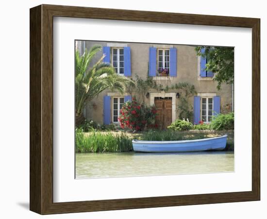 Boat Moored Alongside House on the Bank of the Canal Du Midi, Aude, France-Ruth Tomlinson-Framed Photographic Print