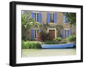 Boat Moored Alongside House on the Bank of the Canal Du Midi, Aude, France-Ruth Tomlinson-Framed Photographic Print