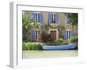 Boat Moored Alongside House on the Bank of the Canal Du Midi, Aude, France-Ruth Tomlinson-Framed Photographic Print