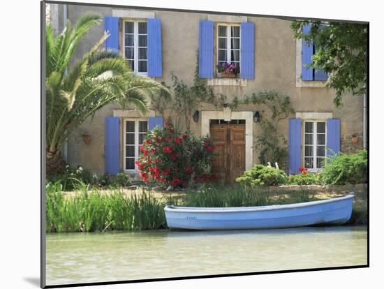 Boat Moored Alongside House on the Bank of the Canal Du Midi, Aude, France-Ruth Tomlinson-Mounted Photographic Print