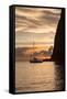 Boat moored at the base of Petit Piton near Sugar Beach at dusk, St. Lucia, Windward Islands, West-Martin Child-Framed Stretched Canvas