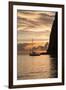 Boat moored at the base of Petit Piton near Sugar Beach at dusk, St. Lucia, Windward Islands, West-Martin Child-Framed Premium Photographic Print
