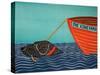 Boat Mv Black-Stephen Huneck-Stretched Canvas