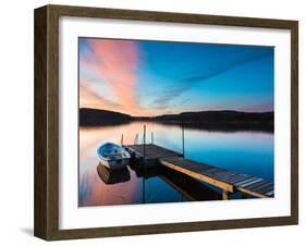 Boat Near Pier over a Idyllic Lake-Utterstr?m Photography-Framed Photographic Print