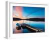 Boat Near Pier over a Idyllic Lake-Utterstr?m Photography-Framed Photographic Print