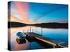Boat Near Pier over a Idyllic Lake-Utterstr?m Photography-Stretched Canvas
