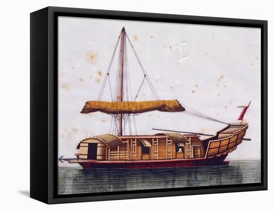 Boat of East China Sea, Painted on Silk, 19th Century-null-Framed Stretched Canvas