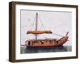 Boat of East China Sea, Painted on Silk, 19th Century-null-Framed Giclee Print