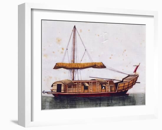 Boat of East China Sea, Painted on Silk, 19th Century-null-Framed Giclee Print