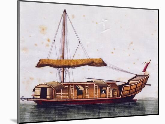 Boat of East China Sea, Painted on Silk, 19th Century-null-Mounted Giclee Print