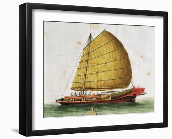 Boat of East China Sea, Painted on Silk, 19th Century-null-Framed Giclee Print