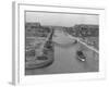 Boat on Aldebaran Canal Passing Houses in Venice, California-null-Framed Photographic Print