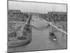 Boat on Aldebaran Canal Passing Houses in Venice, California-null-Mounted Photographic Print