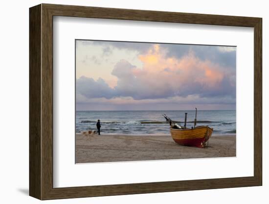 Boat on Beach, Ahlbeck, Island of Usedom, Baltic Coast, Mecklenburg-Vorpommern, Germany, Europe-Miles Ertman-Framed Photographic Print