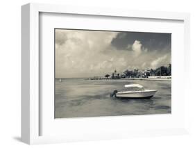 Boat on beach, Dunmore Town, Harbour Island, Eleuthera Island, Bahamas-null-Framed Photographic Print