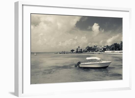 Boat on beach, Dunmore Town, Harbour Island, Eleuthera Island, Bahamas-null-Framed Photographic Print