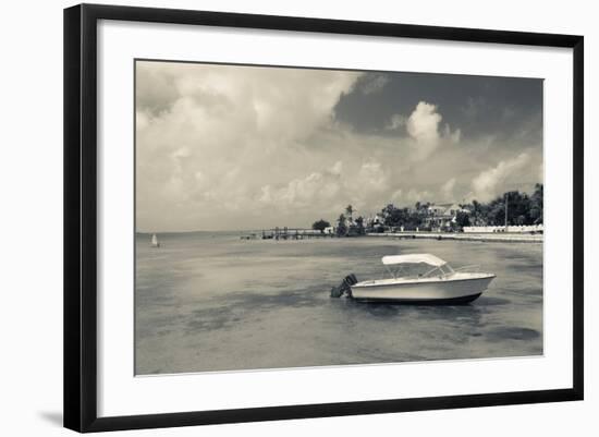 Boat on beach, Dunmore Town, Harbour Island, Eleuthera Island, Bahamas-null-Framed Photographic Print