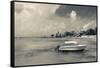 Boat on beach, Dunmore Town, Harbour Island, Eleuthera Island, Bahamas-null-Framed Stretched Canvas