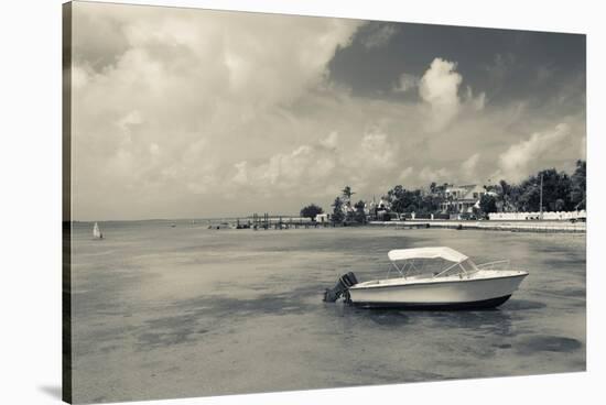 Boat on beach, Dunmore Town, Harbour Island, Eleuthera Island, Bahamas-null-Stretched Canvas