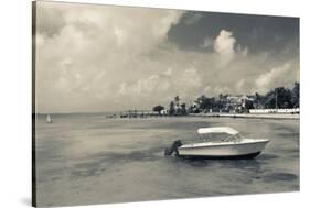 Boat on beach, Dunmore Town, Harbour Island, Eleuthera Island, Bahamas-null-Stretched Canvas