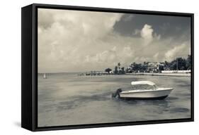 Boat on beach, Dunmore Town, Harbour Island, Eleuthera Island, Bahamas-null-Framed Stretched Canvas