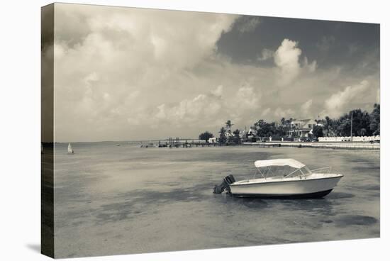 Boat on beach, Dunmore Town, Harbour Island, Eleuthera Island, Bahamas-null-Stretched Canvas