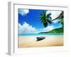 Boat on Beach Mahe Island, Seychelles-Iakov Kalinin-Framed Photographic Print